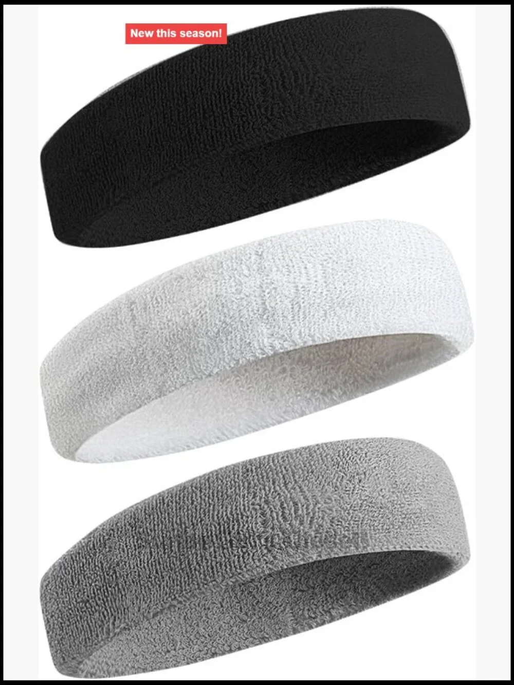 Moisture Wicking Cotton Terry Cloth Sports Headband for Running Gym Tennis